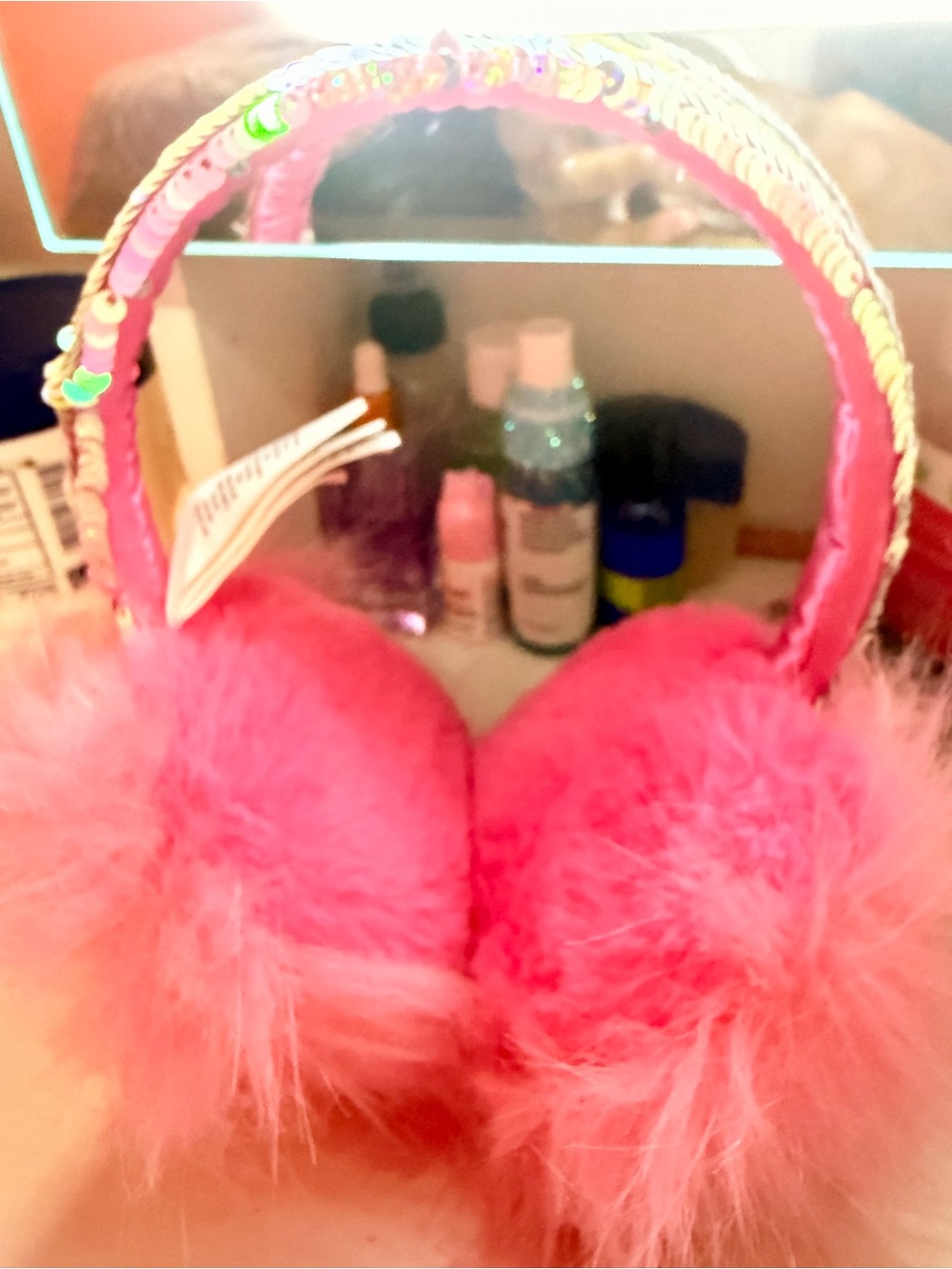 The Children's Place Hot Pink Fuzzy Sequin Earmuffs